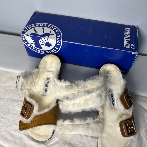 Birkenstock Kids Arizona w/shearling, size 33 (2) narrow, in mink, NEW w/box - Picture 6 of 6